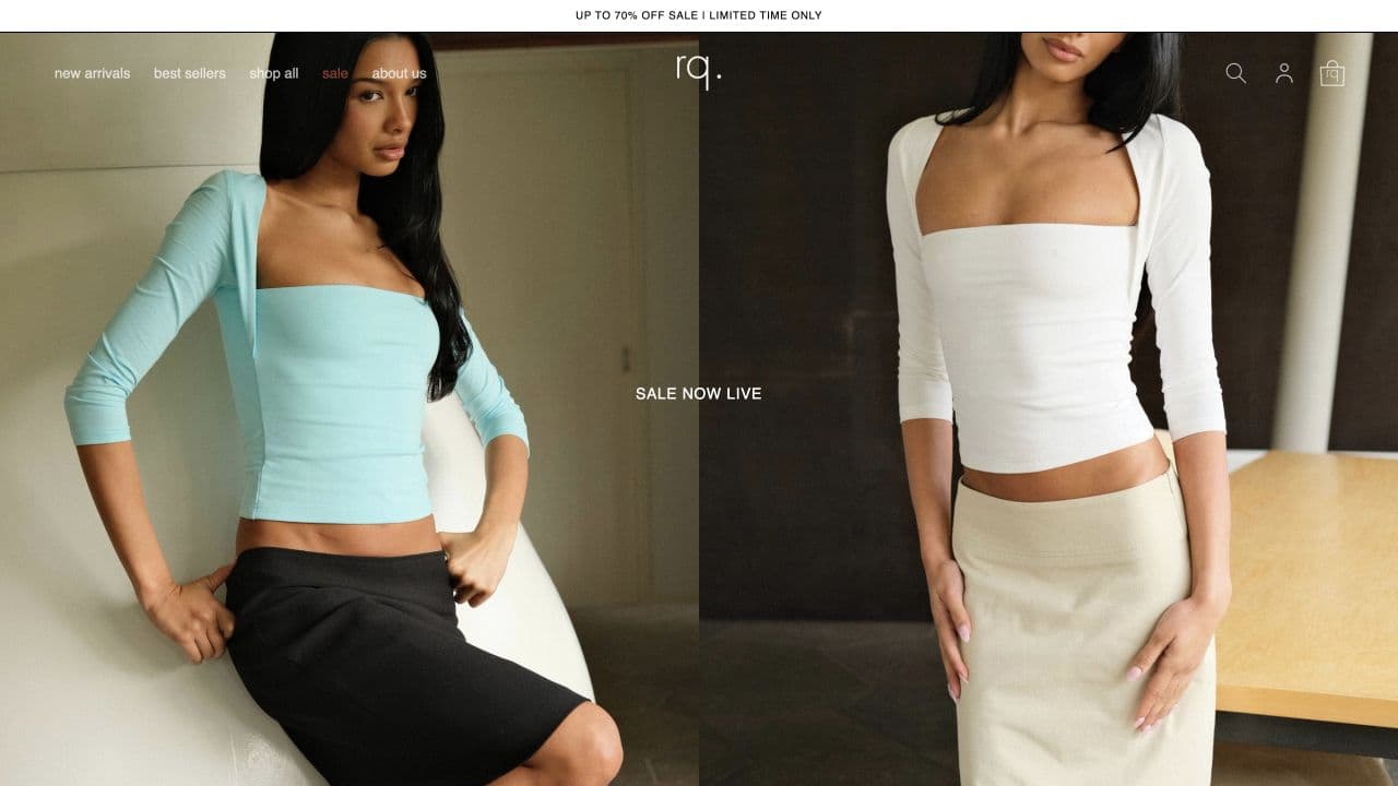 RQ The Label storefront homepage