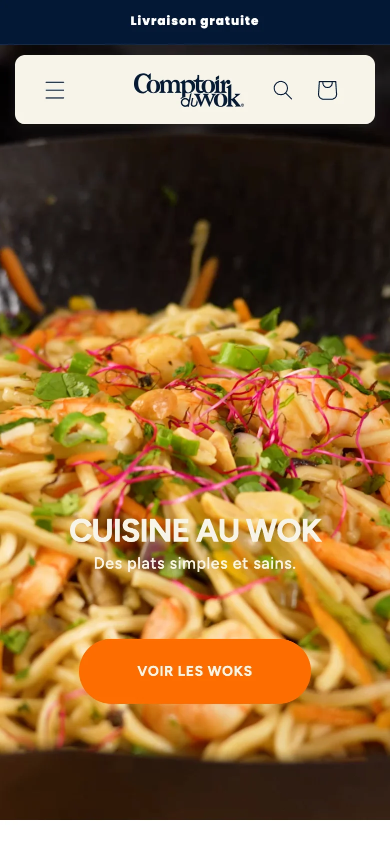 Comptoir du Wok mobile homepage