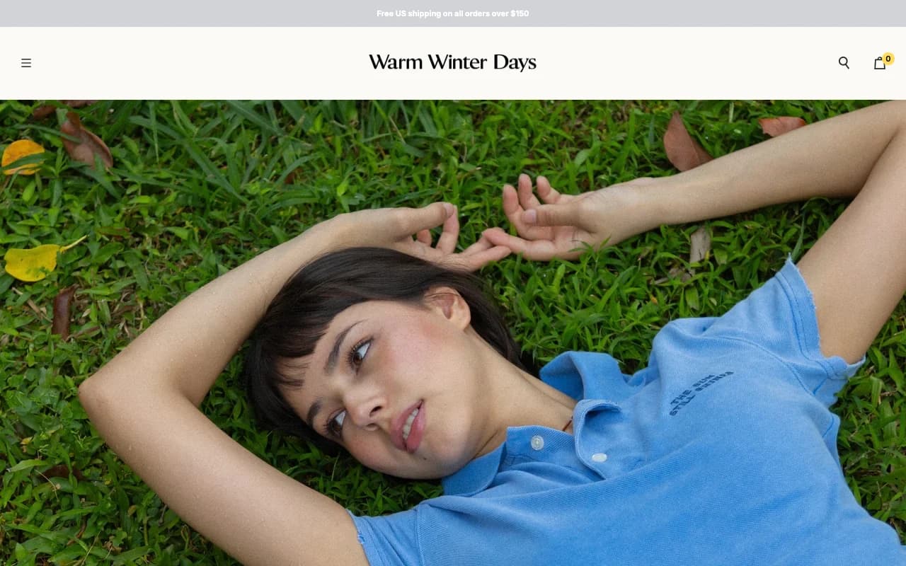 Warm Winter Days Shopify storefront