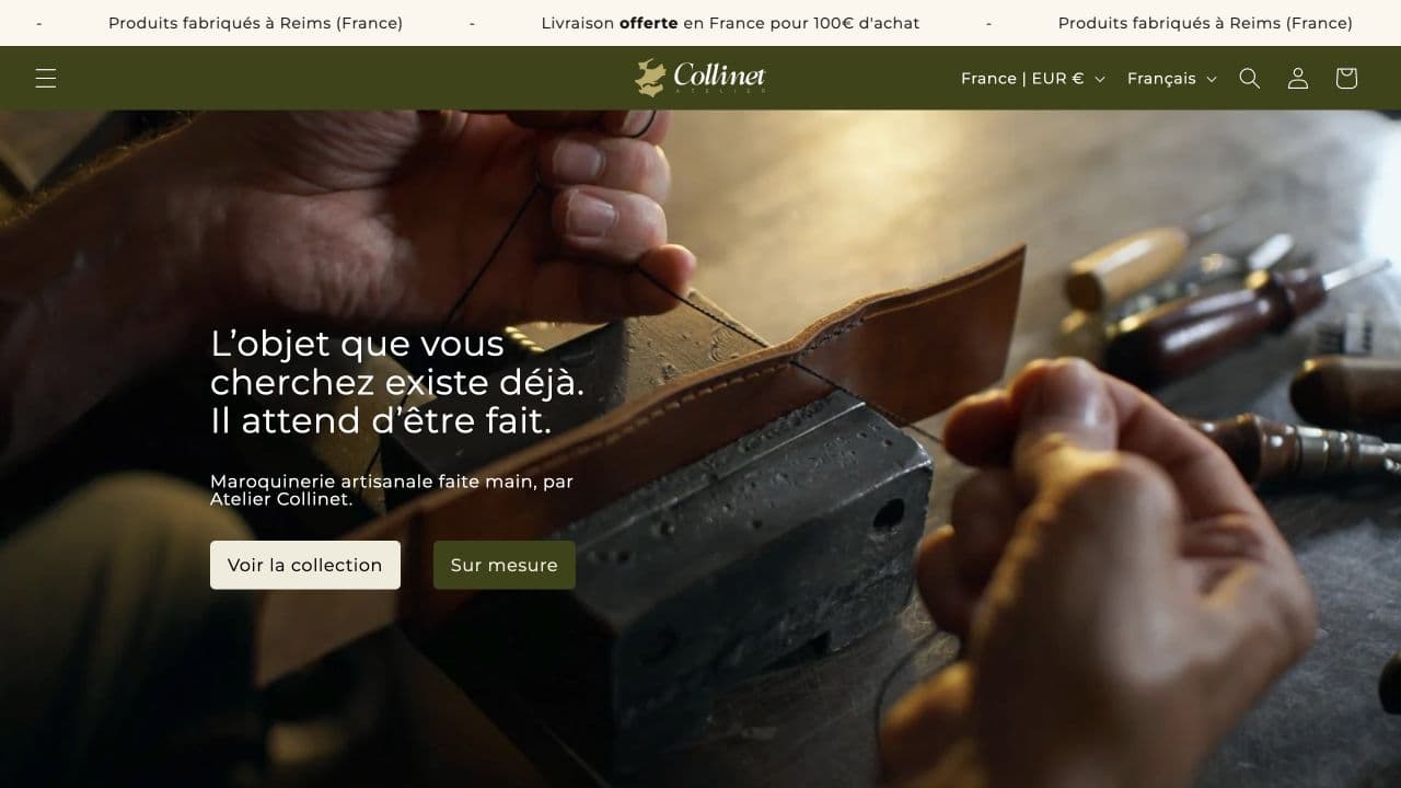Atelier Collinet storefront homepage