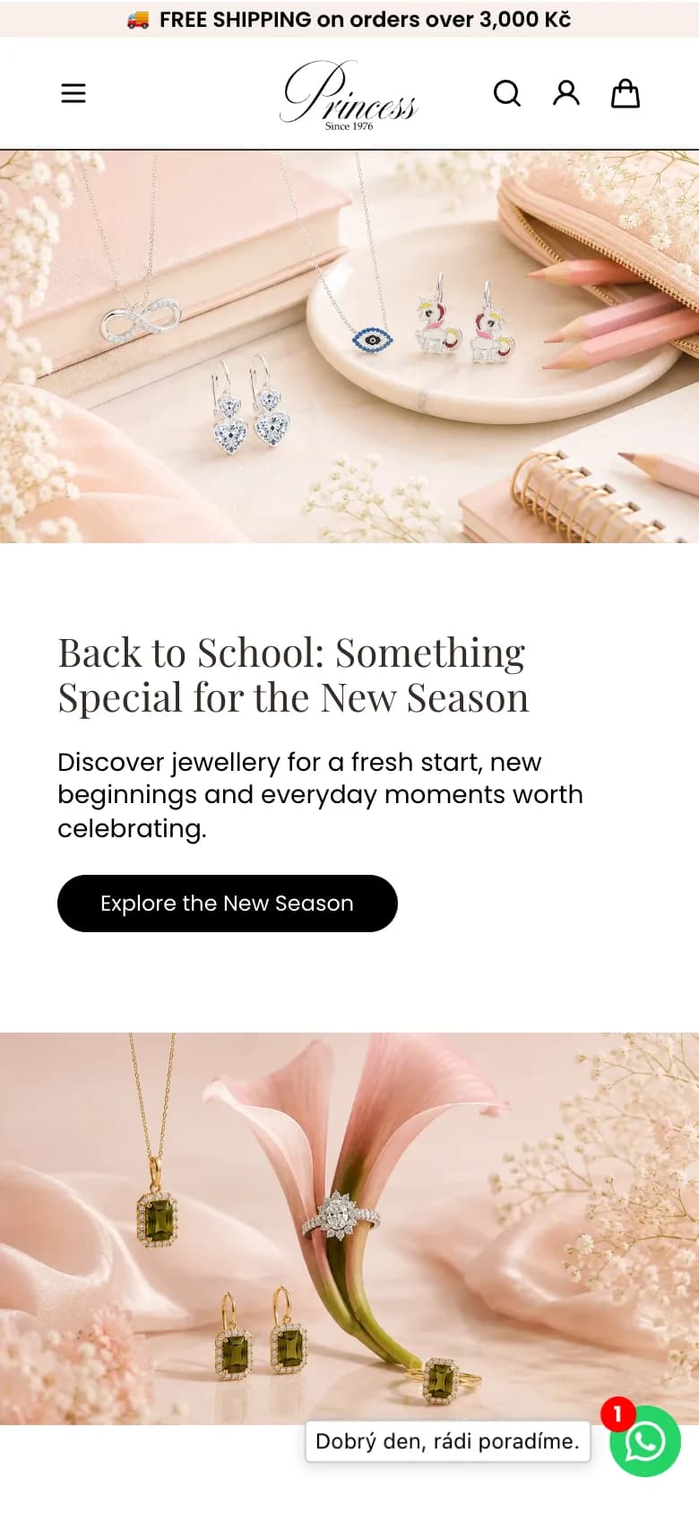 Princess Jewellery mobile homepage